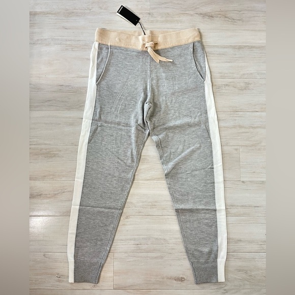 NWT Monrow Colorblock Sporty Sweatpants in Bones - Picture 1 of 6